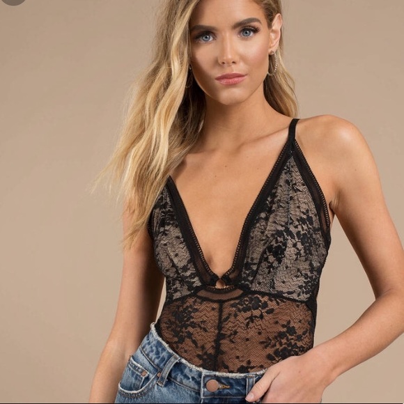 Free People Tops - NWT FREE PEOPLE Black lace bodysuit Size XS